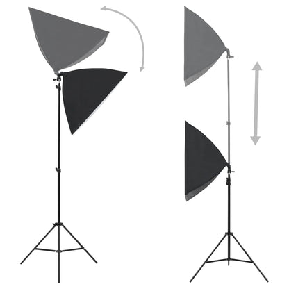 Fotostudioset Met Softboxlampen, Achtergrond En Reflector 300 x 300 cm Zwart