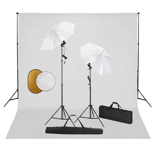 Fotostudioset Met Lampen, Paraplu's, Achtergrond En Reflector 300 x 300 cm Wit