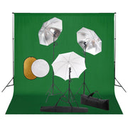 Fotostudio set met lampen paraplu's achtergrond 300x300 cm groen