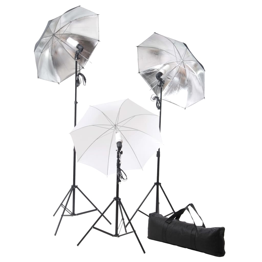 Fotostudioset Met Lampen, Paraplu's, Achtergrond En Reflector 300 x 300 cm Zwart