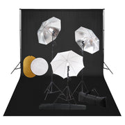 Fotostudioset met lampen paraplu's achtergrond reflector 500x300 cm