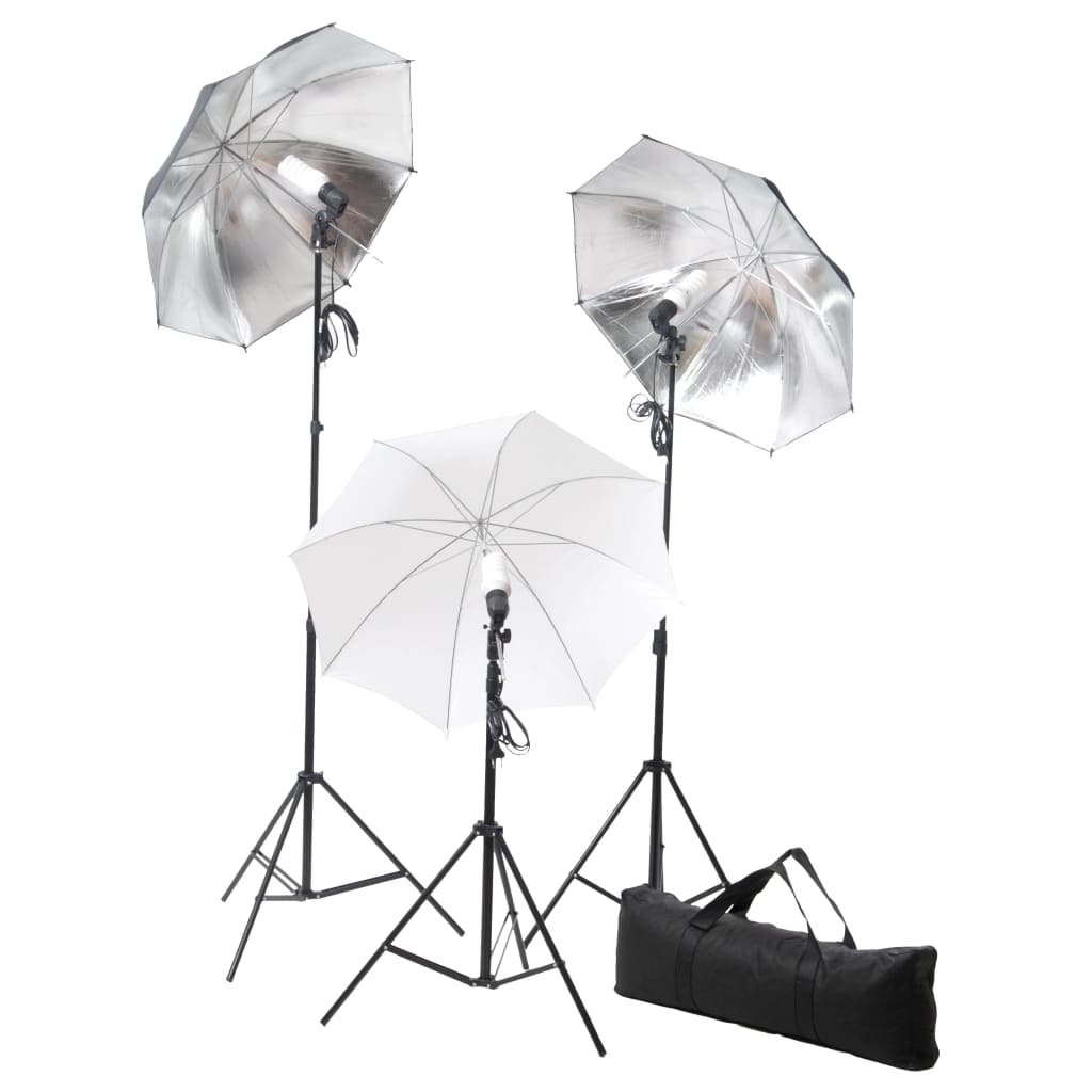Fotostudioset Met Lampen, Paraplu's, Achtergrond En Reflector 500 x 300 cm Zwart