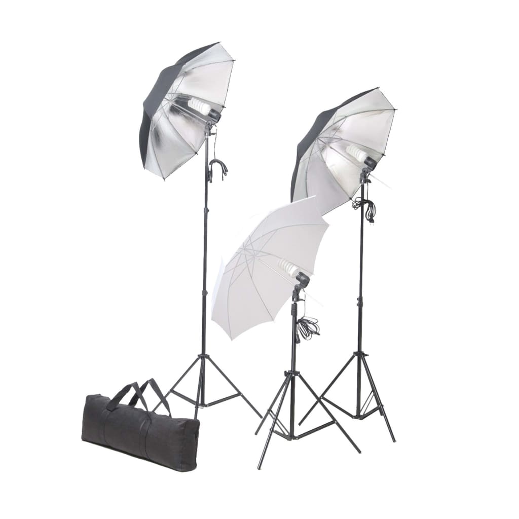 Fotostudioset Met Lampen, Paraplu's, Achtergrond En Reflector 500 x 300 cm Zwart
