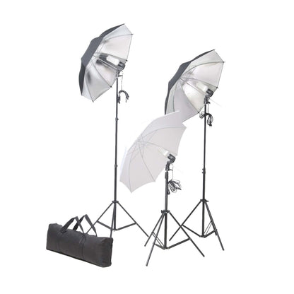 Fotostudioset Met Lampen, Paraplu's, Achtergrond En Reflector 500 x 300 cm Zwart