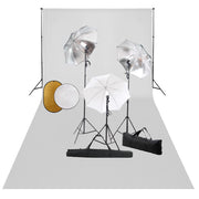 Fotostudio set met lampen paraplu's achtergrond 600x300 cm wit