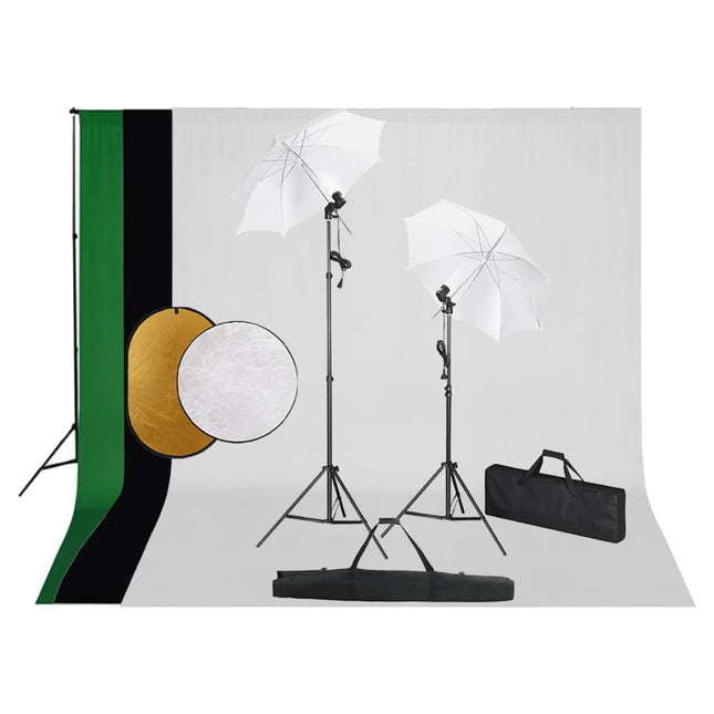 Fotostudioset Met Lampen, Paraplu's, Achtergrond En Reflector 300 x 300 cm