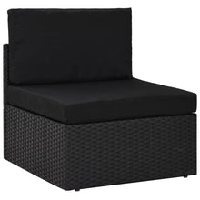 9-Delige Loungeset Met Kussens Poly Rattan Zwart 4x hoek + 4x midden + Tafel