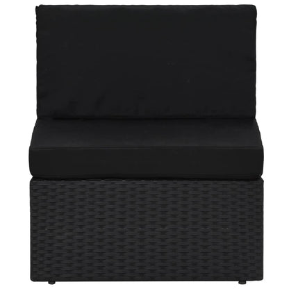 9-Delige Loungeset Met Kussens Poly Rattan Zwart 4x hoek + 4x midden + Tafel