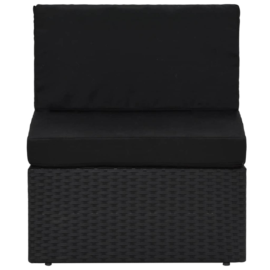 9-Delige Loungeset Met Kussens Poly Rattan Zwart 4x hoek + 4x midden + Tafel