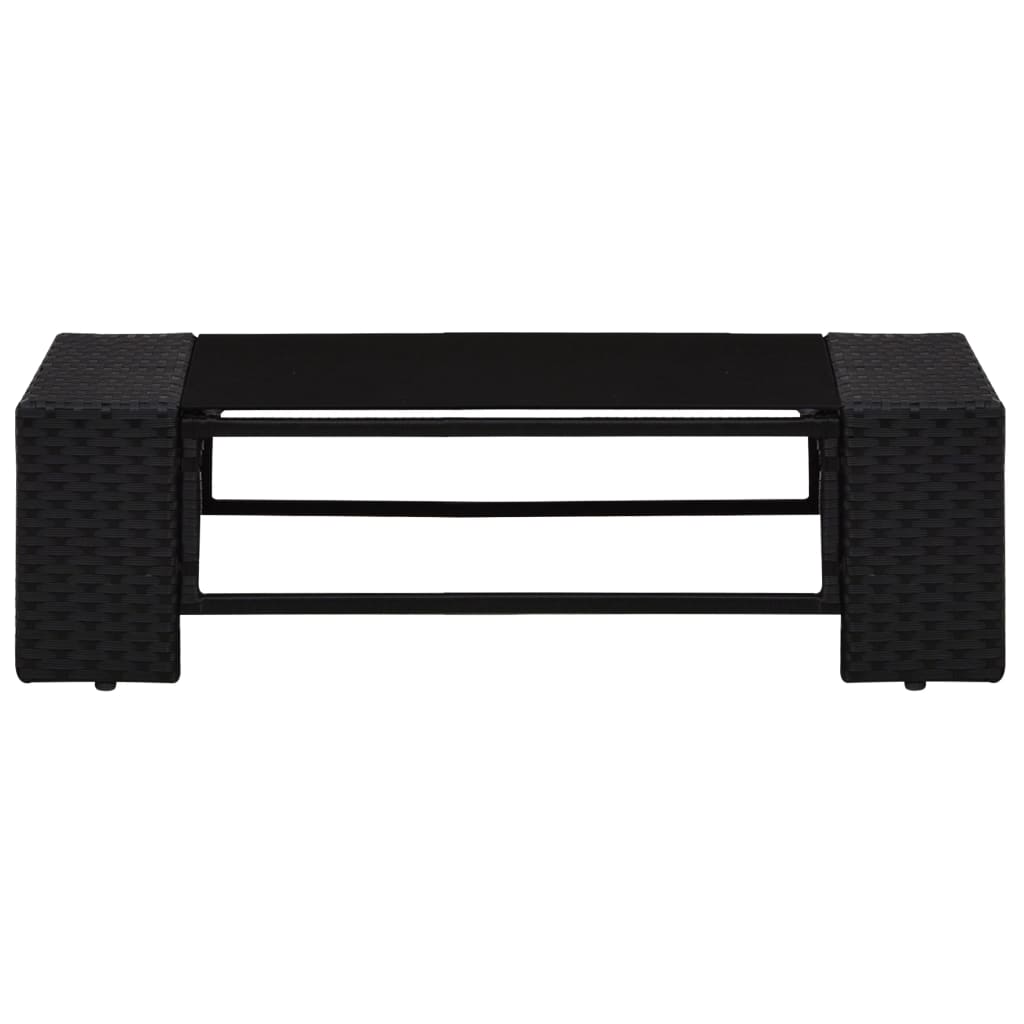 9-Delige Loungeset Met Kussens Poly Rattan Zwart 4x hoek + 4x midden + Tafel