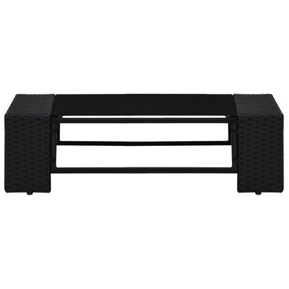 9-Delige Loungeset Met Kussens Poly Rattan Zwart 4x hoek + 4x midden + Tafel