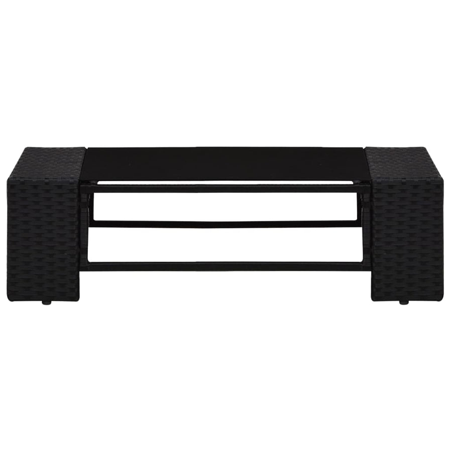 9-Delige Loungeset Met Kussens Poly Rattan Zwart 4x hoek + 4x midden + Tafel