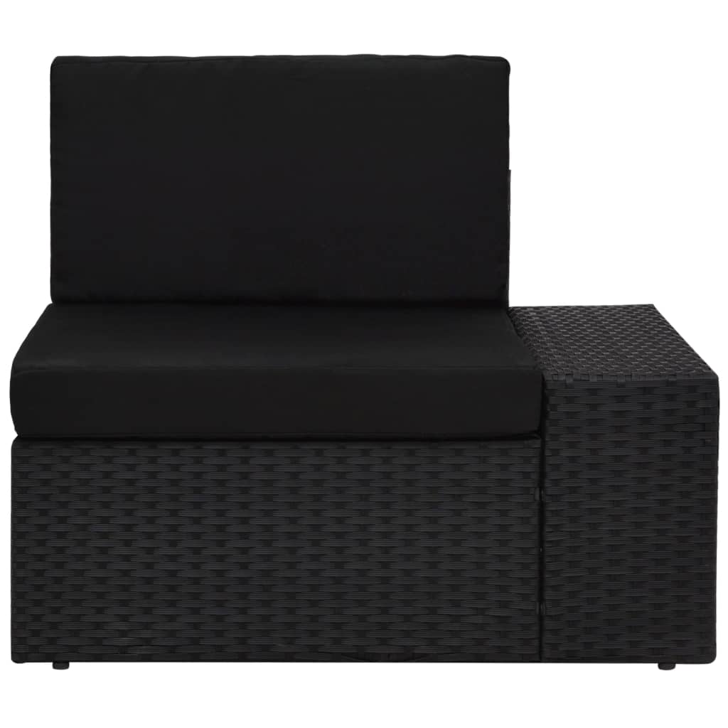 5-Delige Loungeset Met Kussens Poly Rattan Zwart 2x hoek + 3x midden