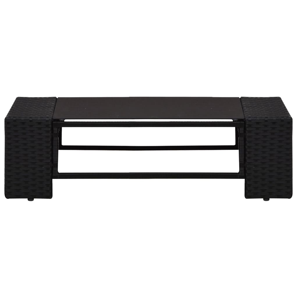 6-Delige Loungeset Met Kussens Poly Rattan Zwart 2x hoek + 3x midden + Tafel