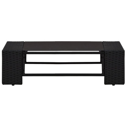 6-Delige Loungeset Met Kussens Poly Rattan Zwart 2x hoek + 3x midden + Tafel