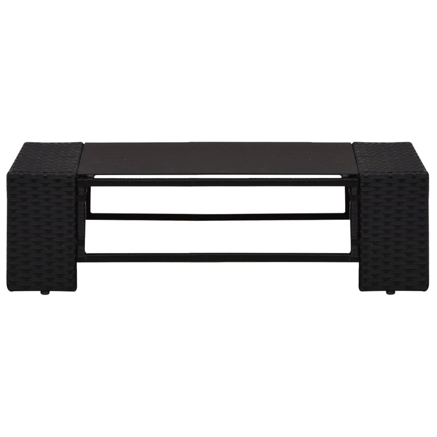 6-Delige Loungeset Met Kussens Poly Rattan Zwart 2x hoek + 3x midden + Tafel