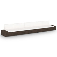 5-delige Loungeset met kussens poly rattan bruin