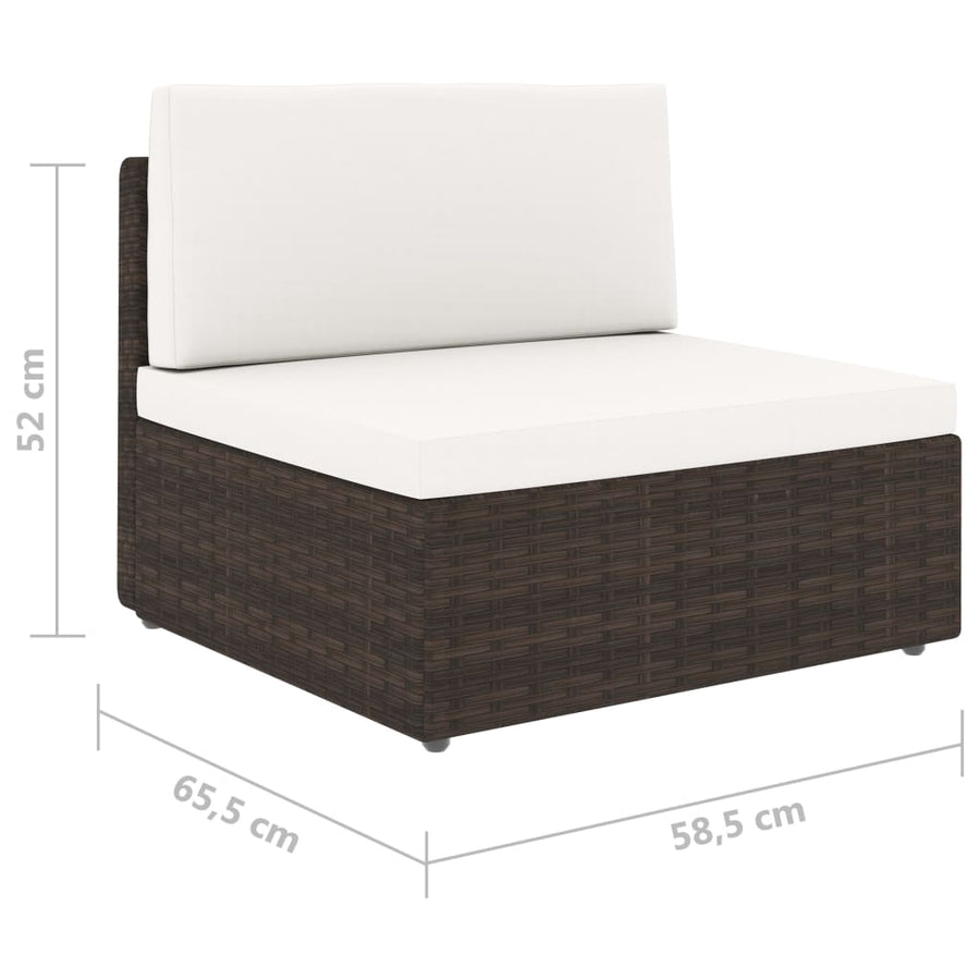 5-delige Loungeset met kussens poly rattan bruin