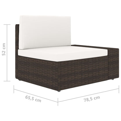 5-delige Loungeset met kussens poly rattan bruin