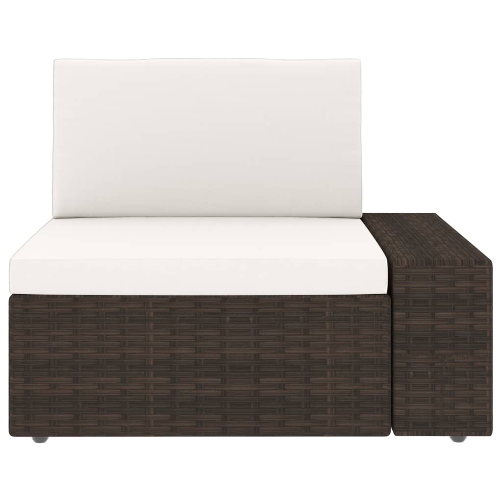 5-delige Loungeset met kussens poly rattan bruin