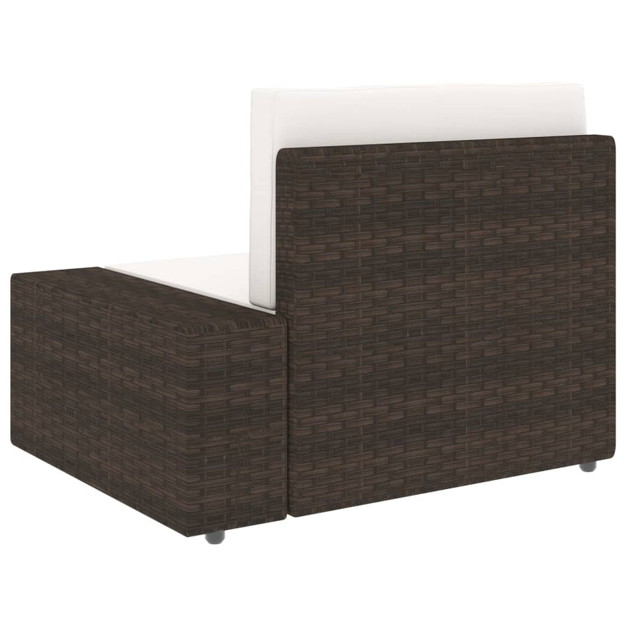 5-delige Loungeset met kussens poly rattan bruin
