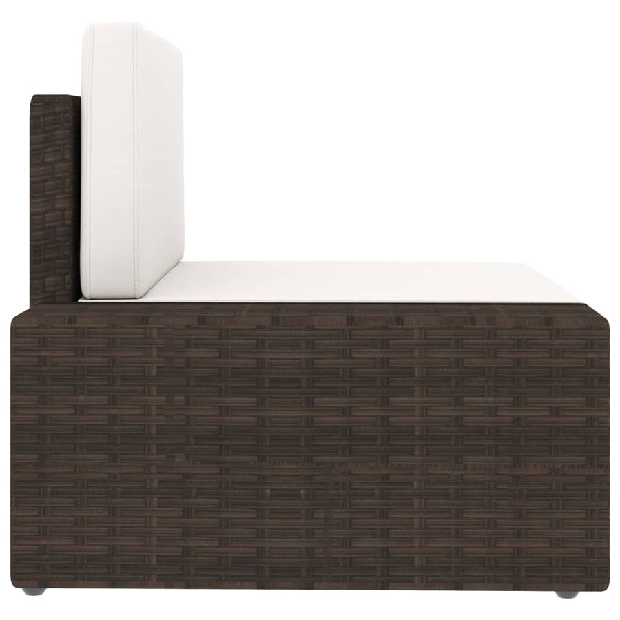 5-delige Loungeset met kussens poly rattan bruin