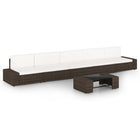 Loungeset 6-delig poly rattan bruin