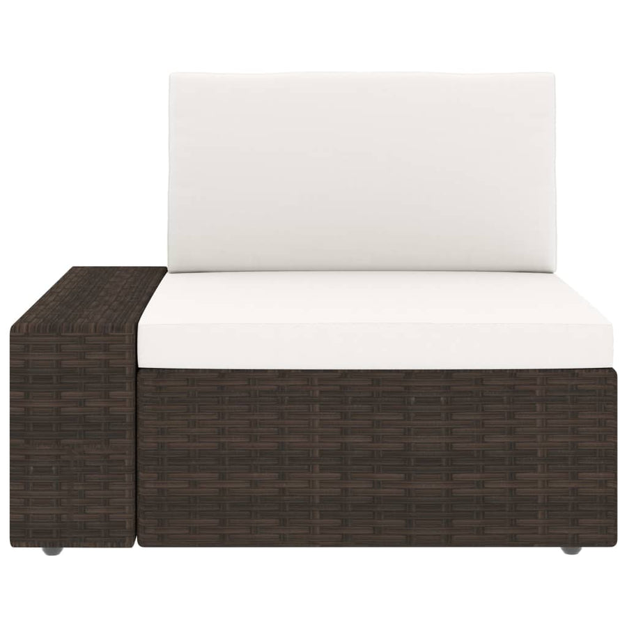 6-delige Loungeset met kussens poly rattan bruin