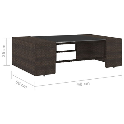 6-delige Loungeset met kussens poly rattan bruin