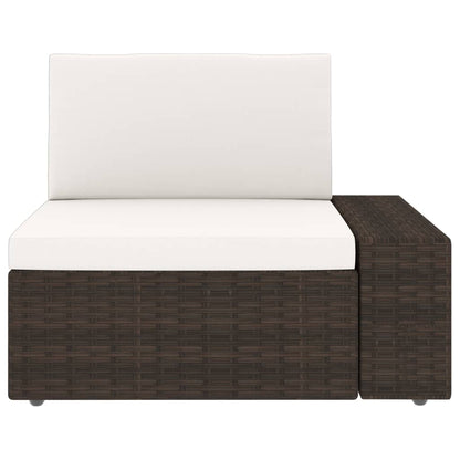 6-delige Loungeset met kussens poly rattan bruin