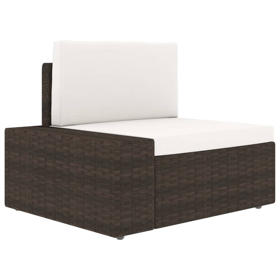 6-delige Loungeset met kussens poly rattan bruin