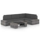 5-piece Loungeset with cushions poly rattan grey