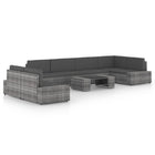 8-piece Lounge Set with Cushions Poly Rattan Grey