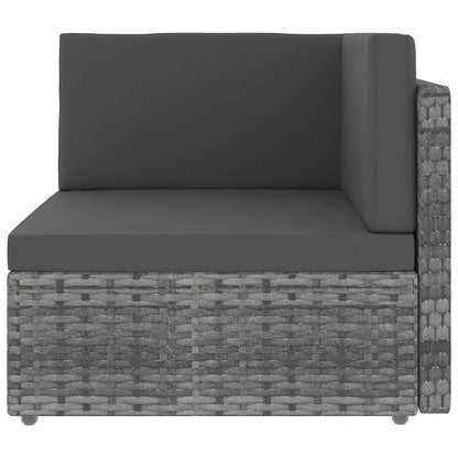8-delige Loungeset met kussens poly rattan grijs
