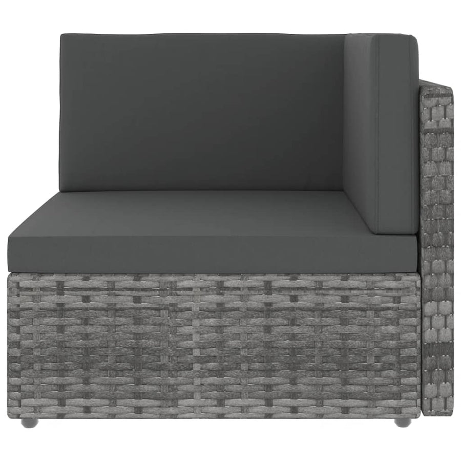8-delige Loungeset met kussens poly rattan grijs