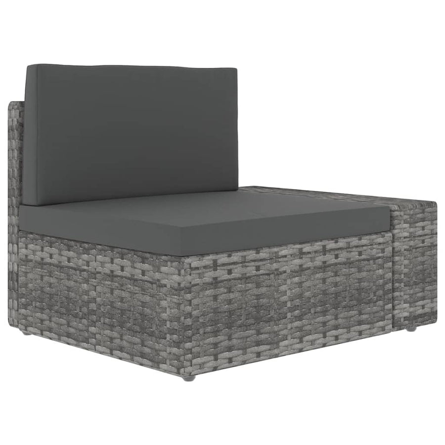 8-delige Loungeset met kussens poly rattan grijs
