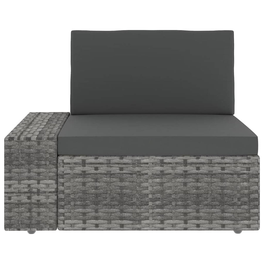 8-delige Loungeset met kussens poly rattan grijs