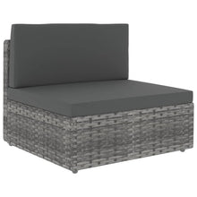 10-delige Loungeset met kussens poly rattan grijs