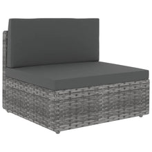 9-Delige Loungeset Met Kussens Poly Rattan Grijs 4x hoek + 4x midden + Tafel