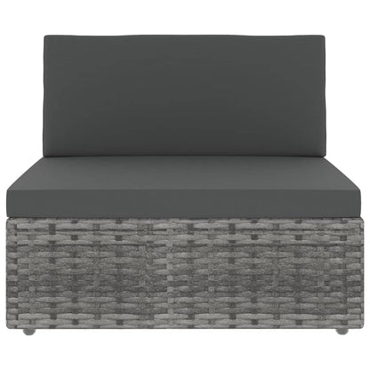 9-Delige Loungeset Met Kussens Poly Rattan Grijs 4x hoek + 4x midden + Tafel