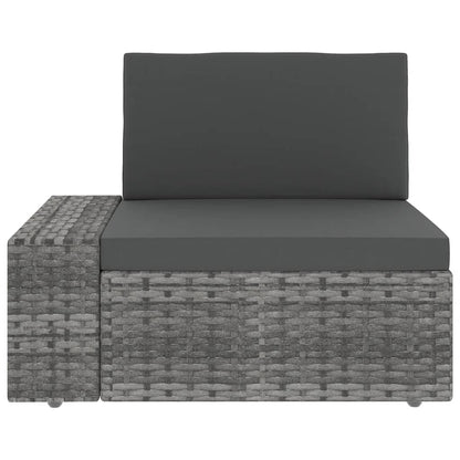 9-Delige Loungeset Met Kussens Poly Rattan Grijs 4x hoek + 4x midden + Tafel