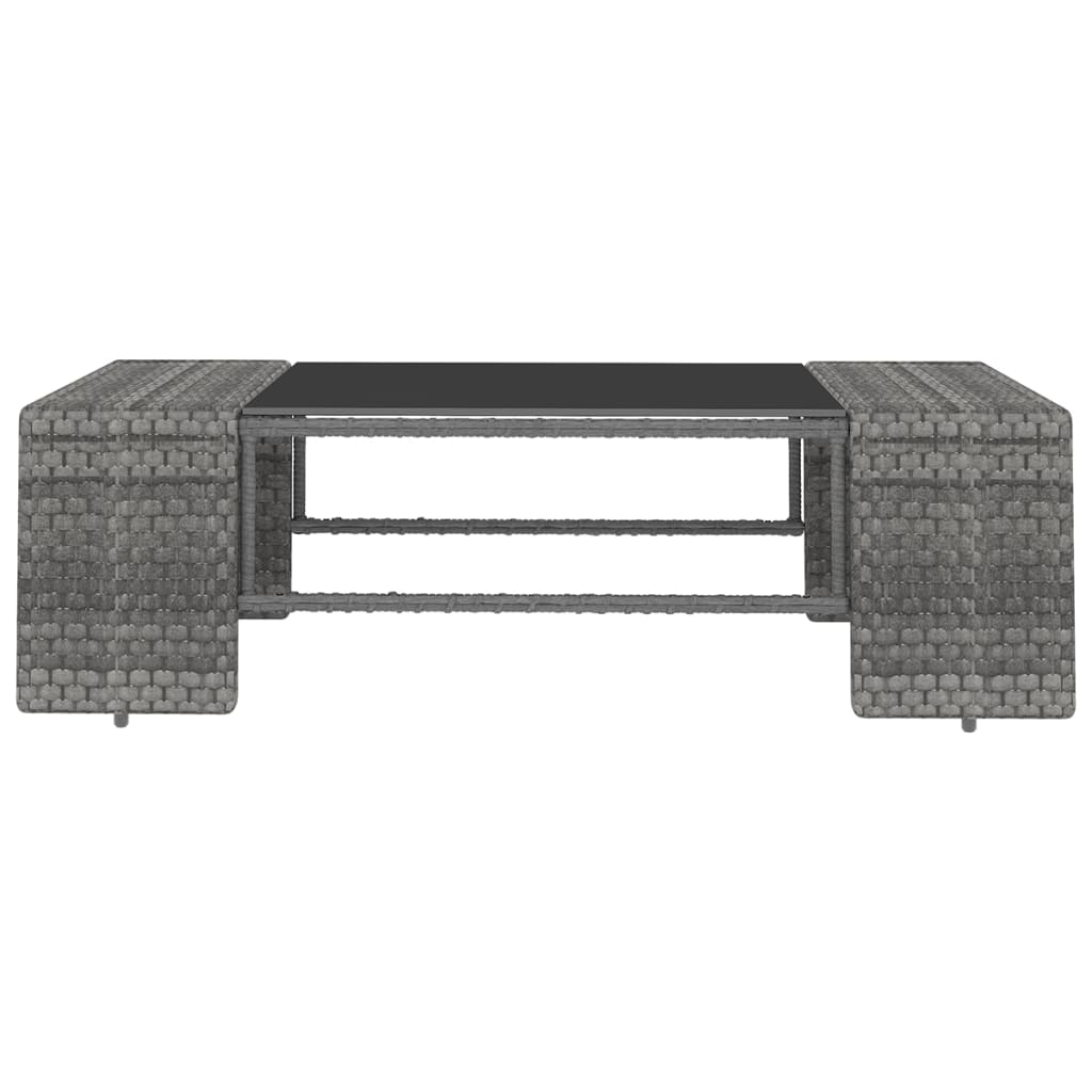 9-Delige Loungeset Met Kussens Poly Rattan Grijs 4x hoek + 4x midden + Tafel