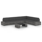 7-piece Lounge Set with Cushions poly rattan grey