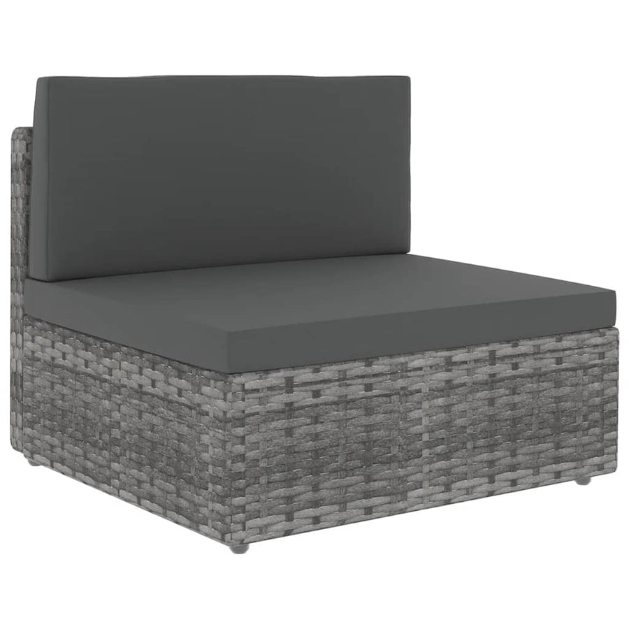 7-delige Loungeset met kussens poly rattan grijs
