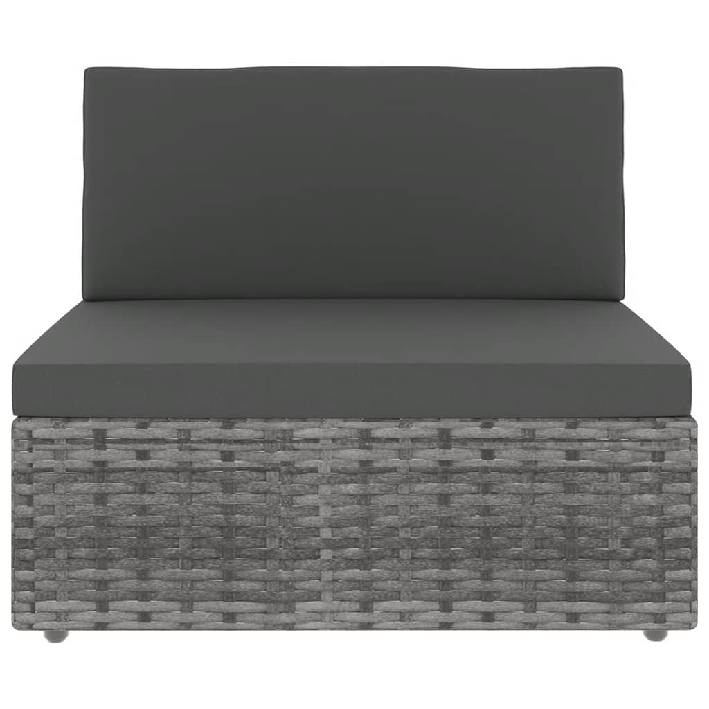 7-delige Loungeset met kussens poly rattan grijs