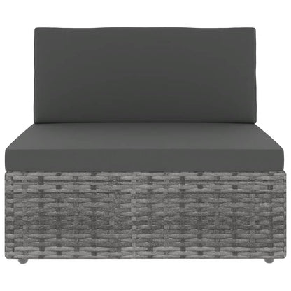 7-delige Loungeset met kussens poly rattan grijs