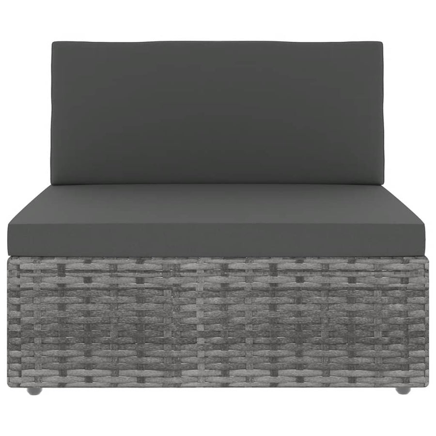 7-delige Loungeset met kussens poly rattan grijs
