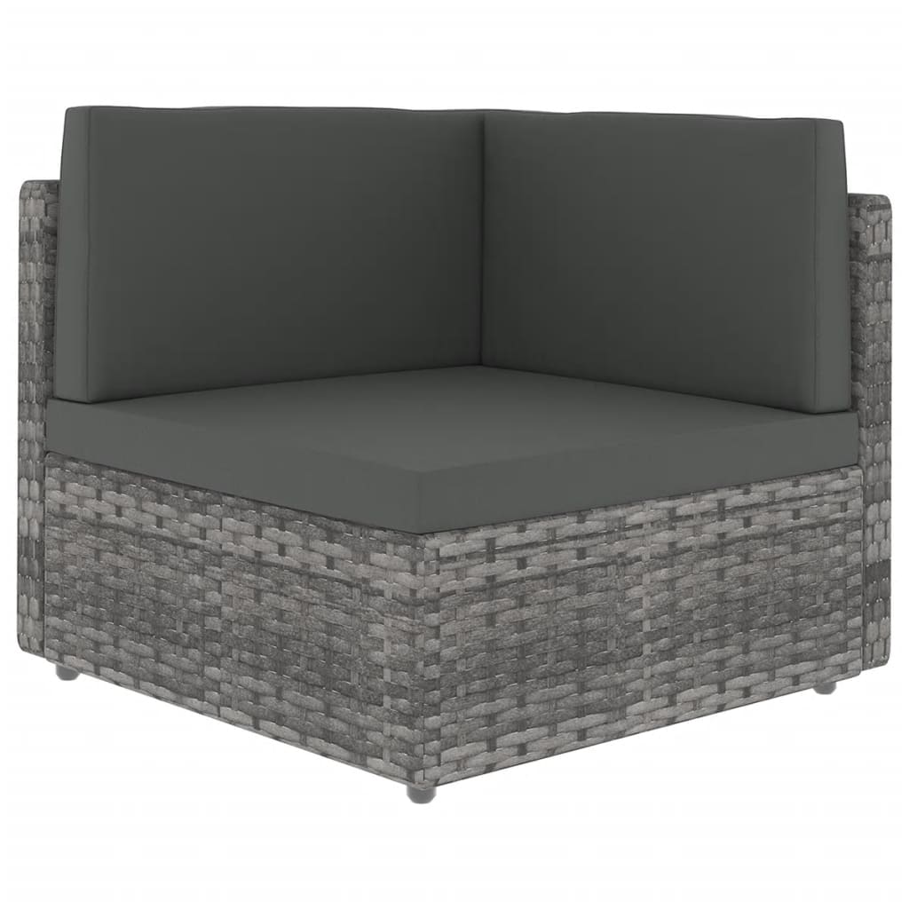7-delige Loungeset met kussens poly rattan grijs