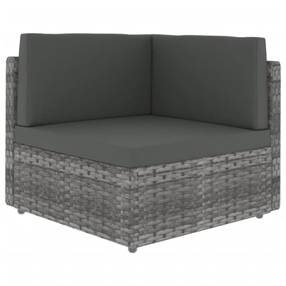 7-delige Loungeset met kussens poly rattan grijs