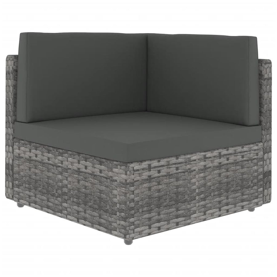 7-delige Loungeset met kussens poly rattan grijs